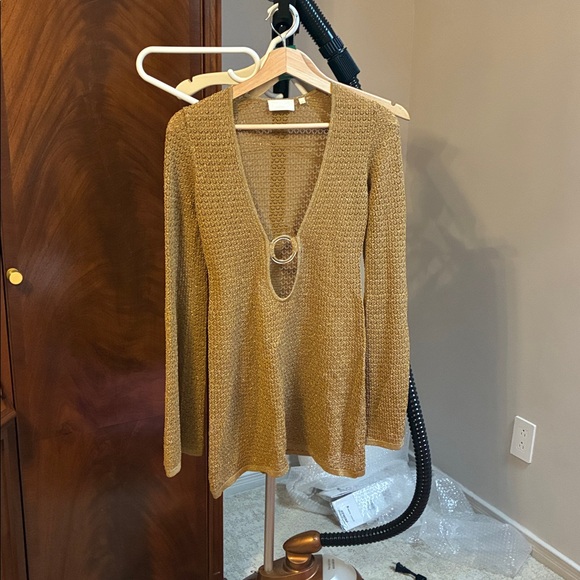 Monday swimwear -MONTEGO MINI DRESS - ANTIQUE GOLD LACE CROCHET- petite - Picture 2 of 6